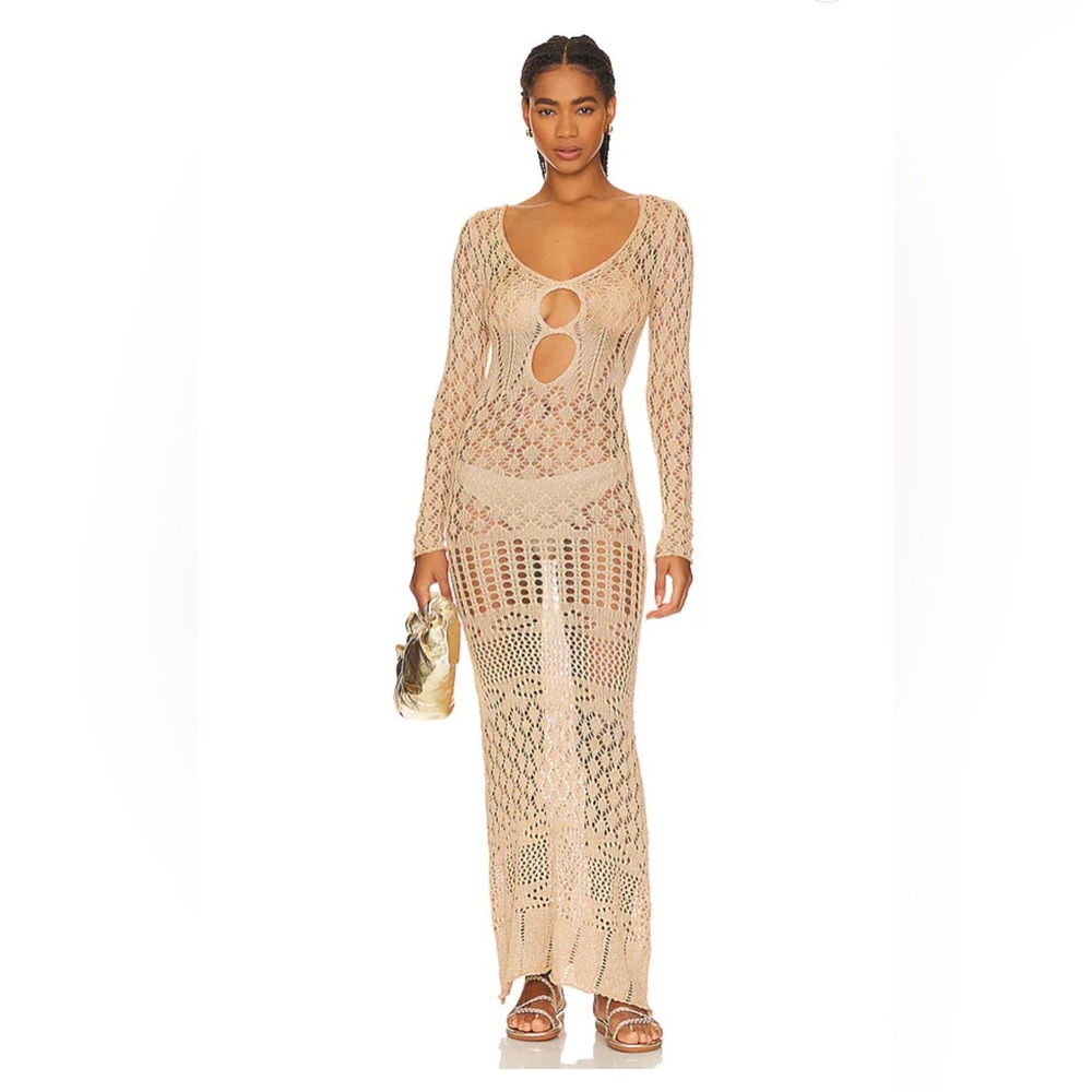SNDYS X REVOLVE LS CROCHET MAXI, BRAND NEW WITH TAGS